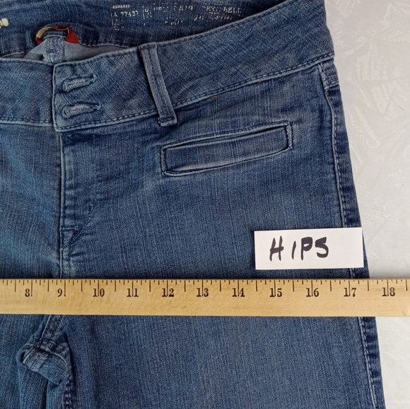 Vintage Y2K Jean Bell Bottom Hippie Cowgirl Mid Rise Mid Wash Blue Casual Wm L - Picture 7 of 12